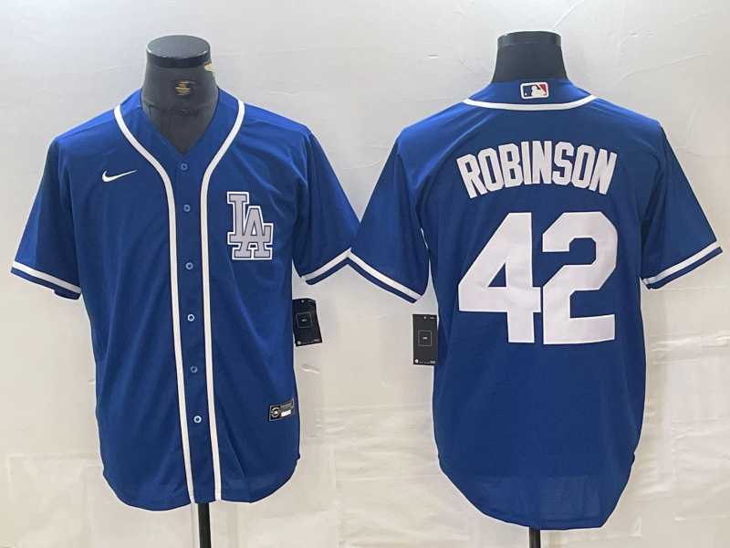 Mens Los Angeles Dodgers #42 Jackie Robinson Blue Cool Base Stitched Baseball Jersey
